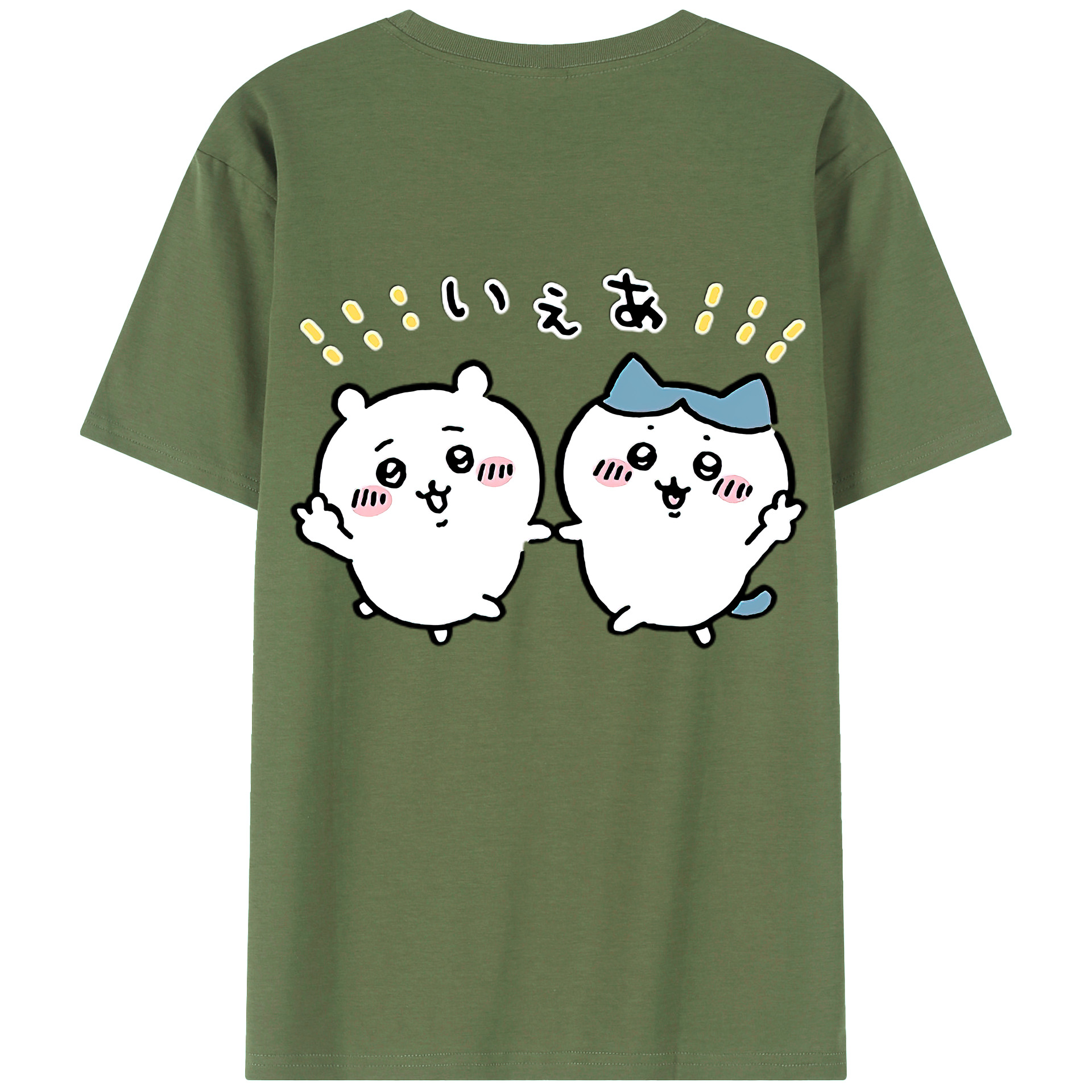 （画像用） ちいかわ ハチワレ Chii-kawa hachiware 綿100％ メンズ半袖Tシャツ（バックプリント） 通気性